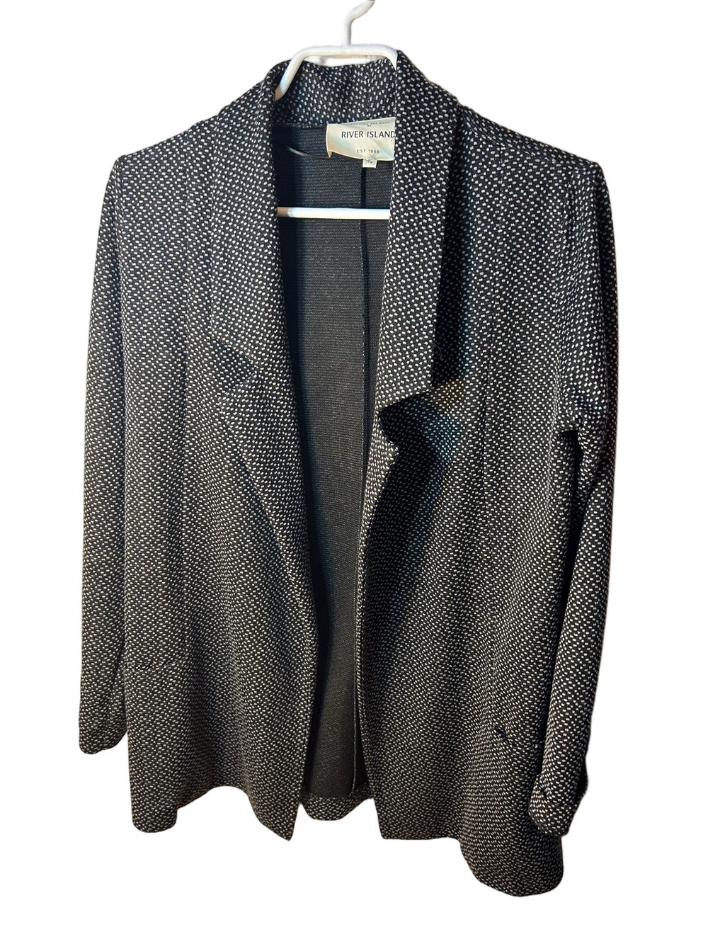 River Island Black & White Open-Front Blazer Jacket